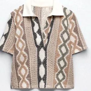 Zara Crotcheted Polo Shirt